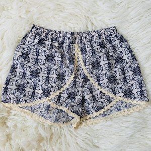 Navy Blue Print Shorts